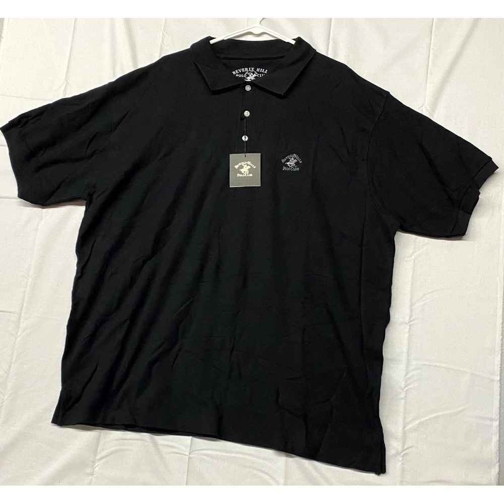 Beverly Hills Polo Club Shirt Men's 3XLT Black Cotton Tennis Resortwear Golf